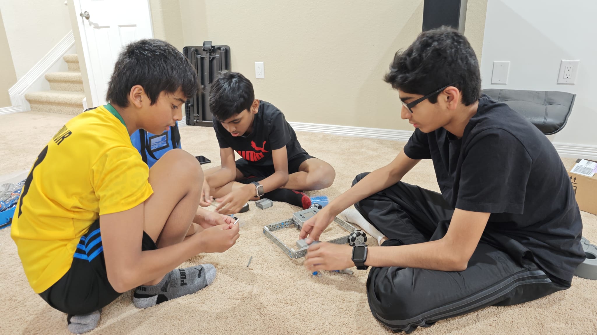 Students practicing autonomous programming during the season